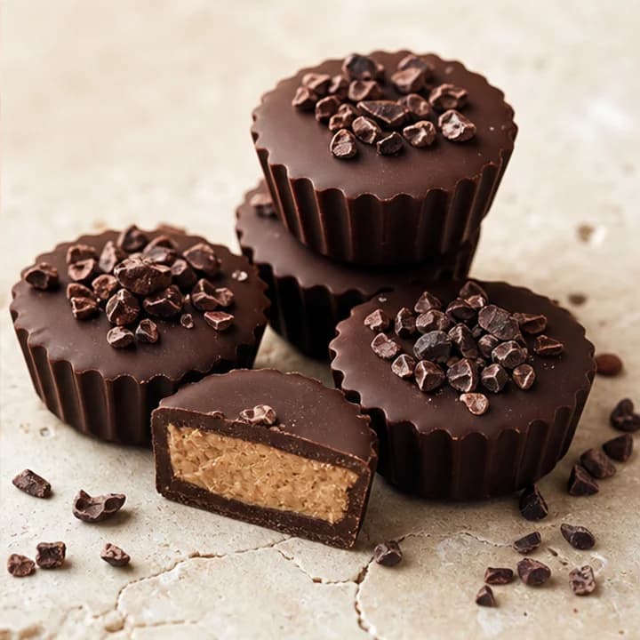 Sugar Rebel editorial still life for ChocZero Dark Chocolate Peanut Butter Cups